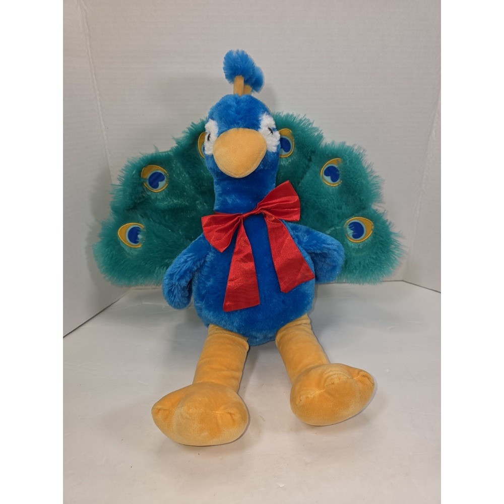 Build-A-Bear  Peacock Exclusive Fuzzy Plush 16" Green Blue Yellow W/ Tags